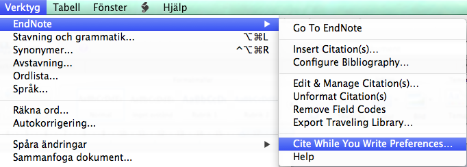missing endnote toolbar in word mac