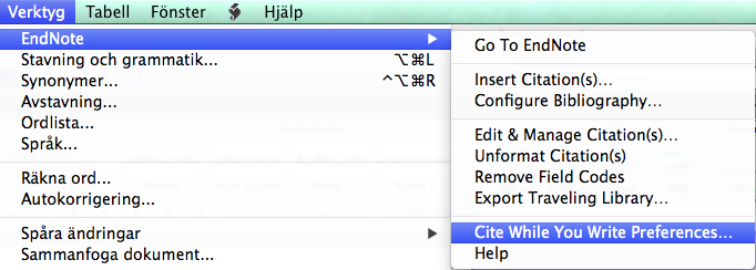 Endnote verktyg screenshot