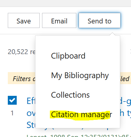 Endnote Citation Manager skärmdump