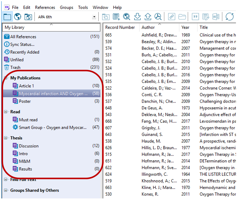 Endnote create group screenshot