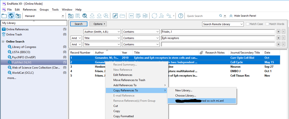 Endnote Copy references to screenshot