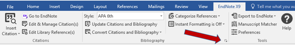 EndNote X9 Bibliography screenshot