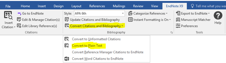 Convert Citations and Bibliography screenshot
