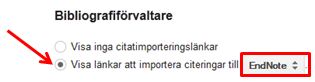 Inställningar > Bibliografiförvaltare skärmdump