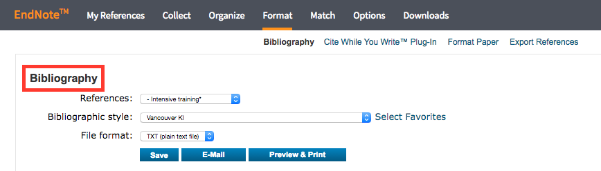 Endnote Bibliography style screenshot