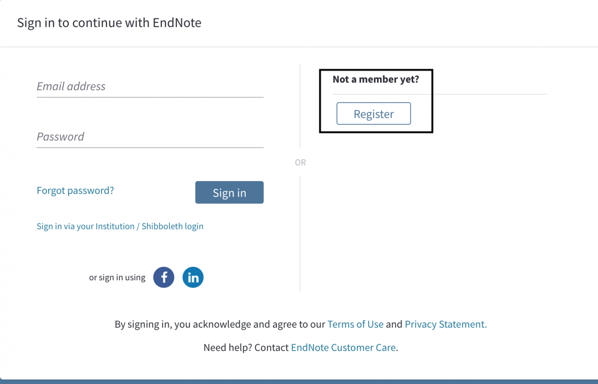 Skapa ett Endnote Online-konto