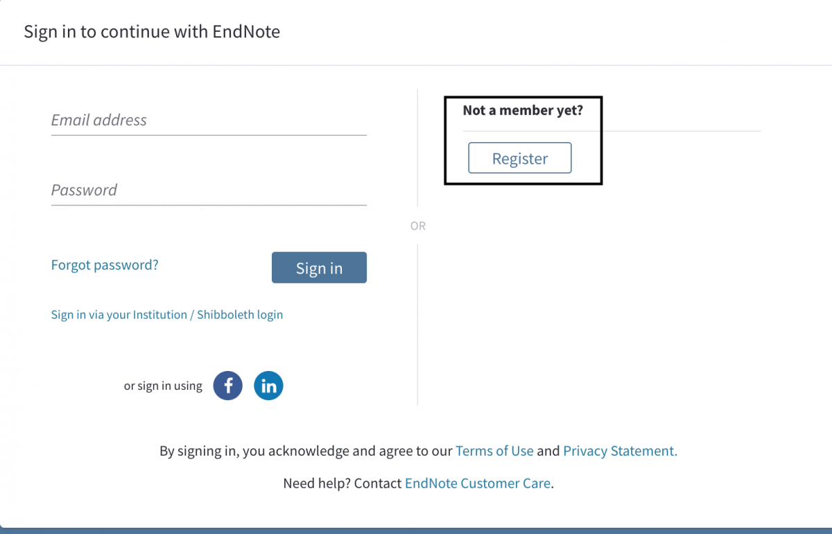 Create an Endnote Online account