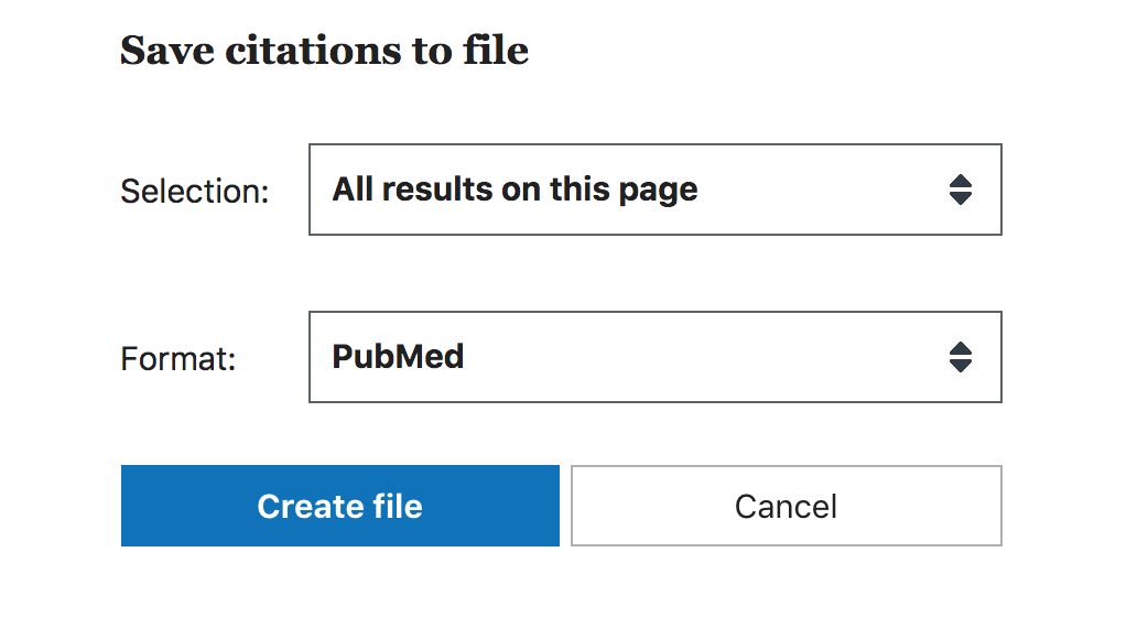 Manage references in Pubmed with the Save button, choose Format: PubMed