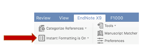 Endnote Instant formatting Word screenshot