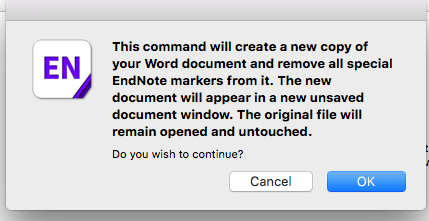 Endnote in Word screenshot