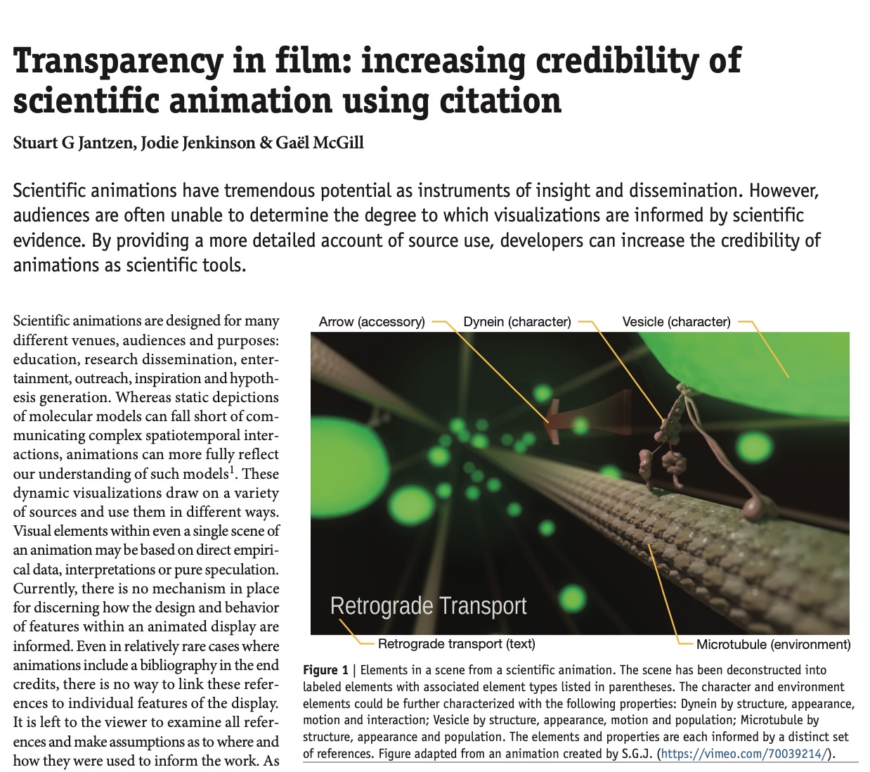 Article in Nature giving examples of how you can increase transparency in scientific animation