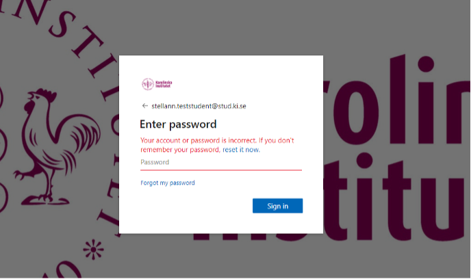 Skärmdump av val för att återställa eller glömt lösenord via Microsofts My account