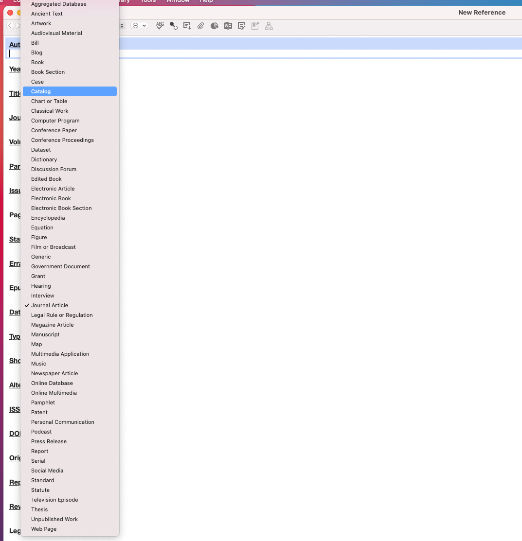 Endnote reference library screenshot