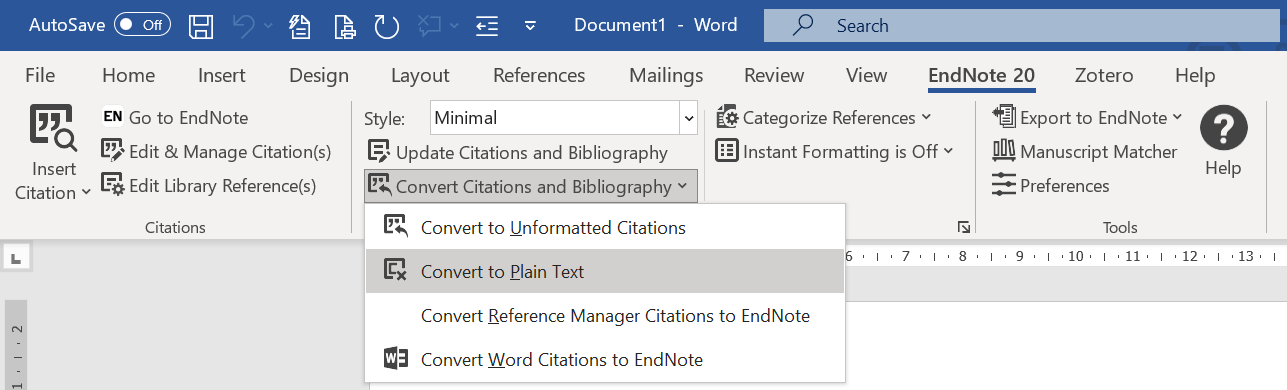 Convert Citations and Bibliography screenshot