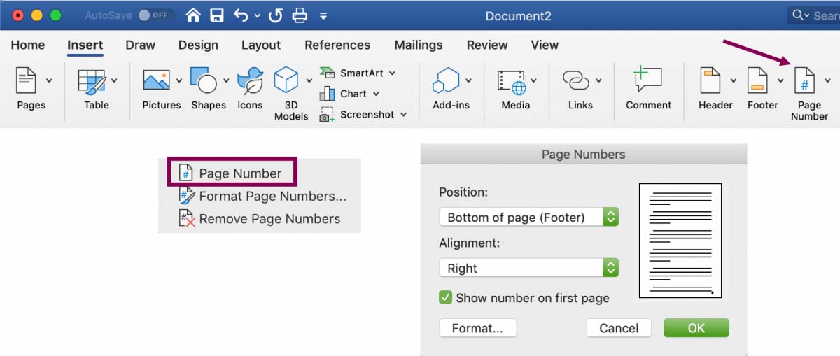 How to start numbering your pages on (for example) page 3 Karolinska