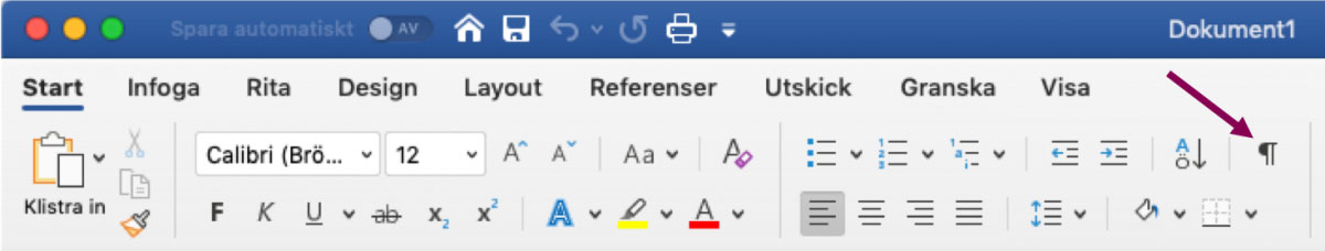 Skärmdump paginering, 1 av 5