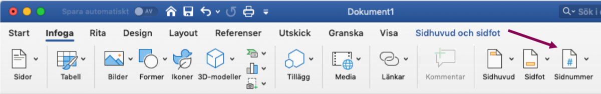 Skärmdump paginering, 3 av 5