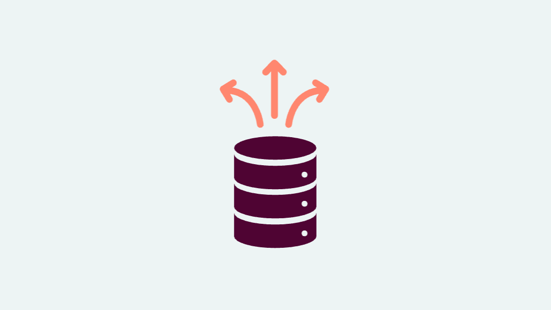 Three arrows pointing from a database, to symbolize data release.