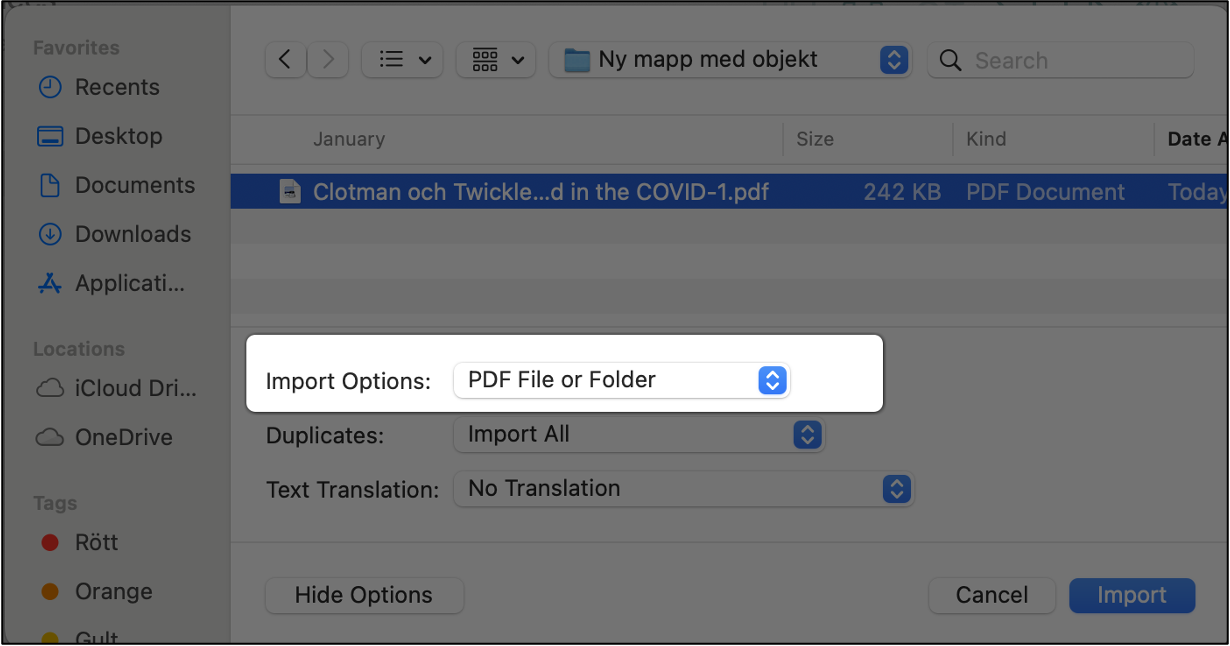 import pdf to endnote21