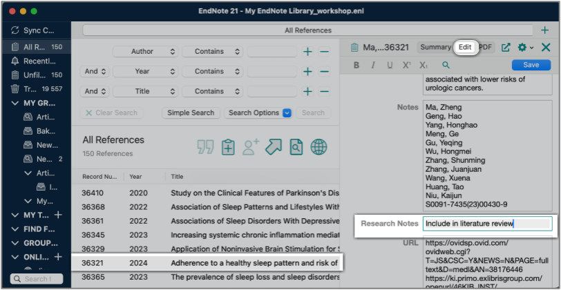 Make an annotation in reference 