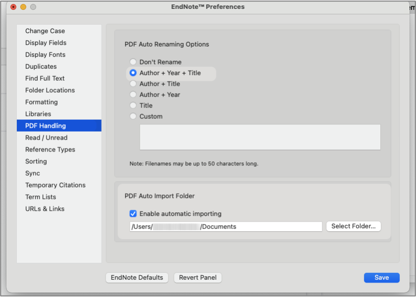 PDF handling in Endnote 21