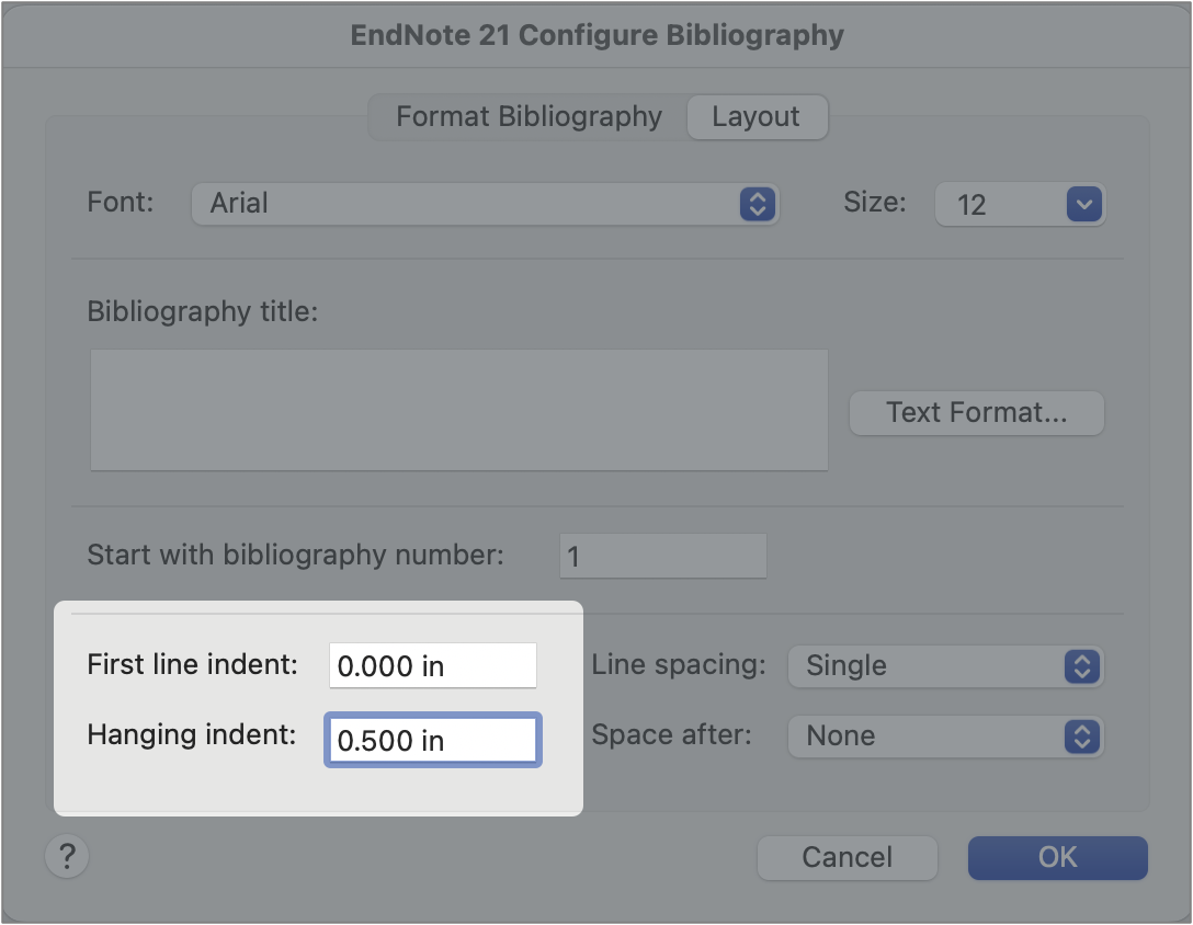 Endnote in Word Output Style screenshot