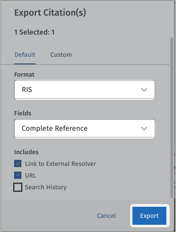 choose ris-format in ovid