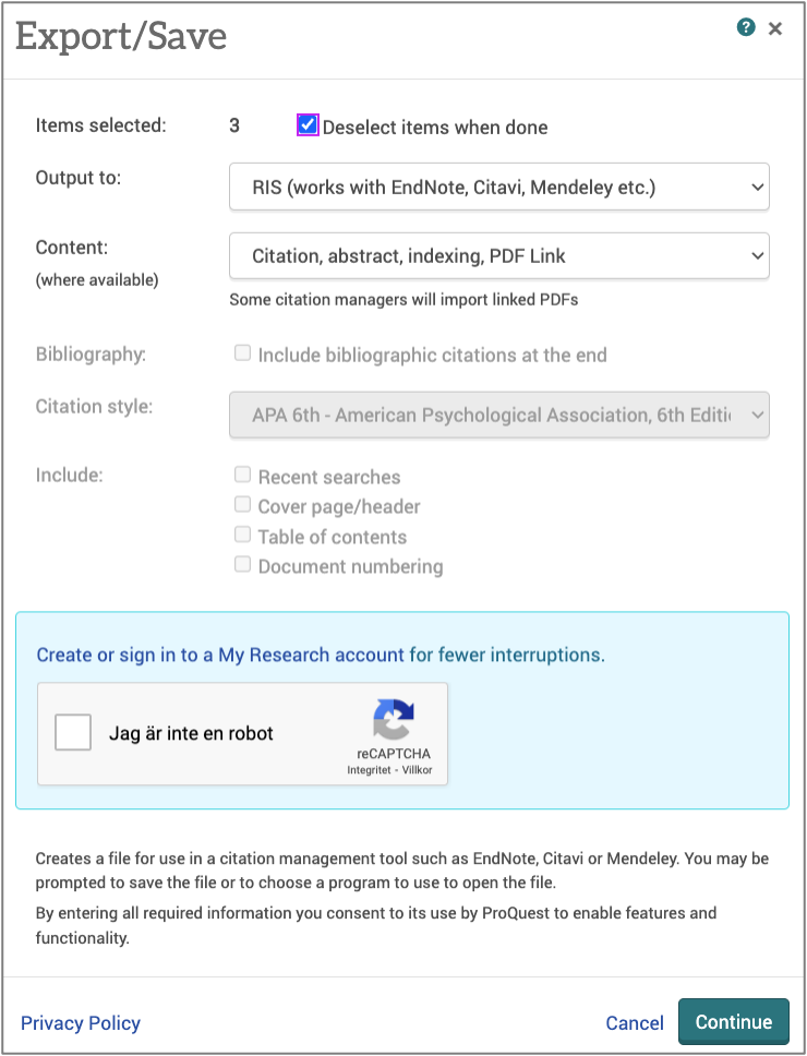 Save the exported file from ERIC