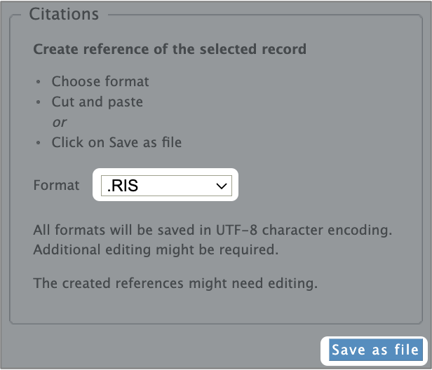 export reference from libris