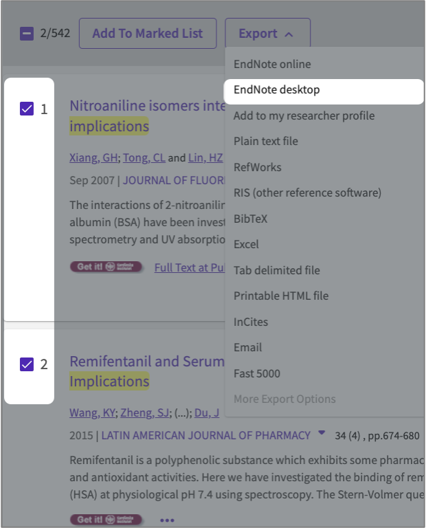 export reference from web of science