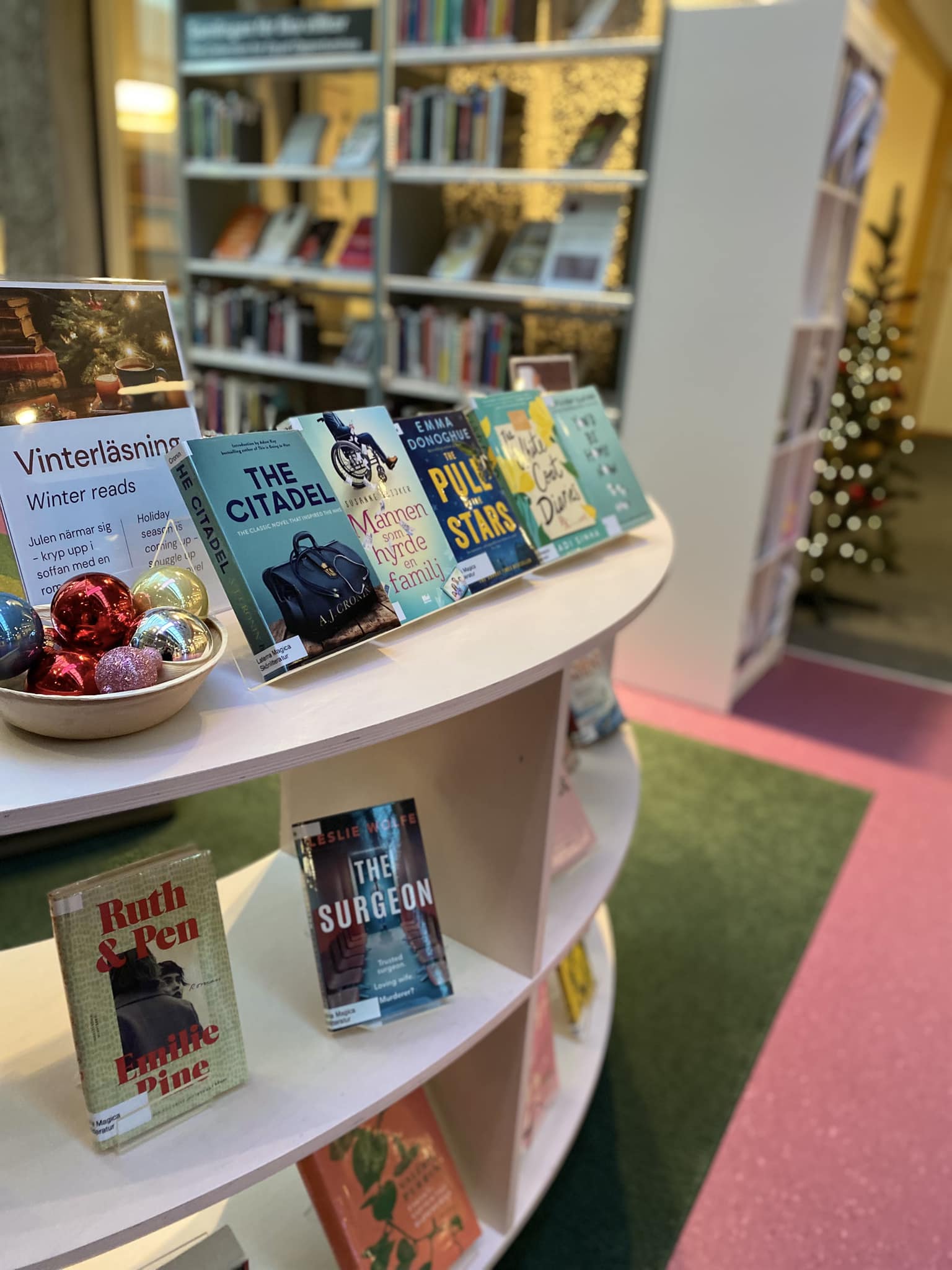 Fiction shelf in the library