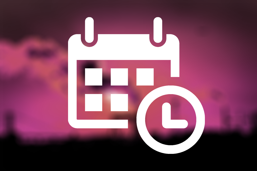 Calender icon over a pink sky