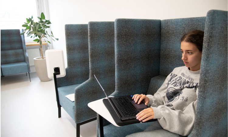 Student sitter med laptop